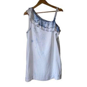 Anthropologie Holding horses bleached chambray mini dress